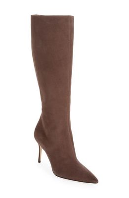 Manolo Blahnik Oculara Fabio Suede Boot in Brown