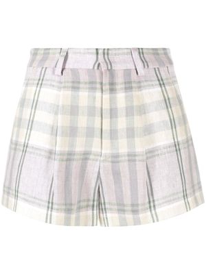 MARANT ÉTOILE checked linen shorts - Purple