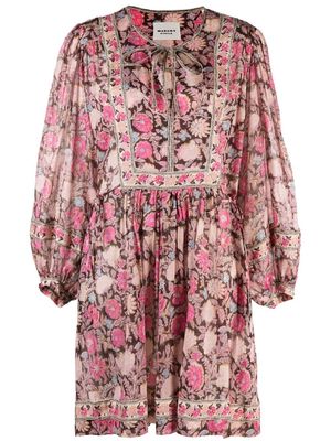 MARANT ÉTOILE floral-print long-sleeve mini dress - Pink