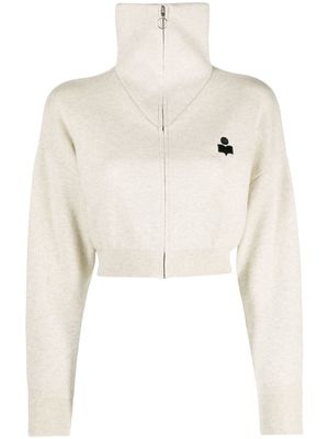 MARANT ÉTOILE logo-embroidered ribbed-knit cardigan - Grey