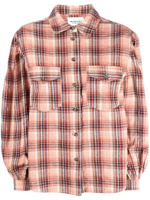 MARANT ÉTOILE plaid-check cotton-blend shirt - Orange
