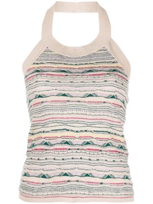 MARANT ÉTOILE striped halterneck knit top - Neutrals