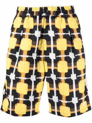 Marcelo Burlon County of Milan straight-leg checked track shorts - Yellow