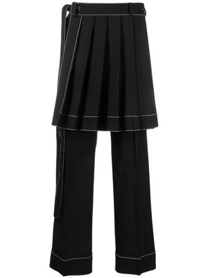 Marine Serre pleated-panel wide-leg trousers - Black