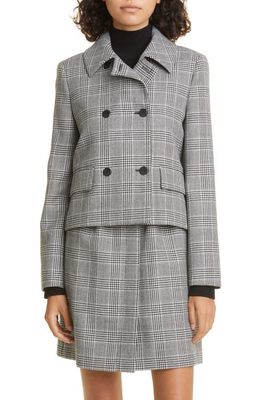 Max Mara Facella Houndstooth Check Virgin Wool Jacket in Black White