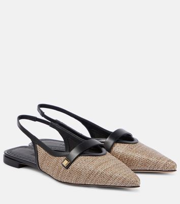 Max Mara Leather-trimmed slingback flats