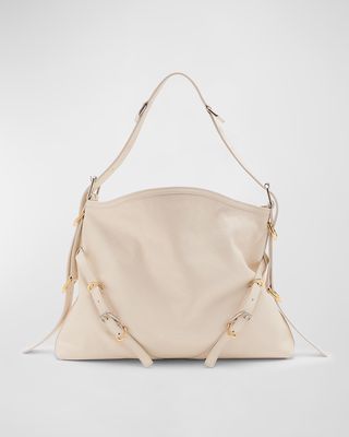 Medium Voyou Buckle Shoulder Bag in Tumbled Leather