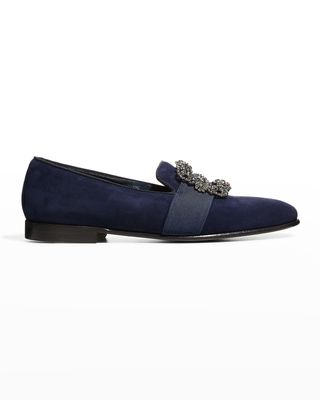 Men's Carlton Buckle-Embellished Suede Loafers