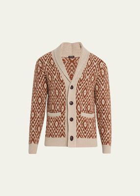 Men's Cashmere Jacquard Shawl Cardigan