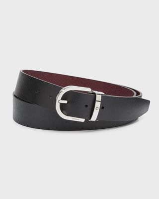 Men's Horseshoe Buckle Reversible Leather Belt