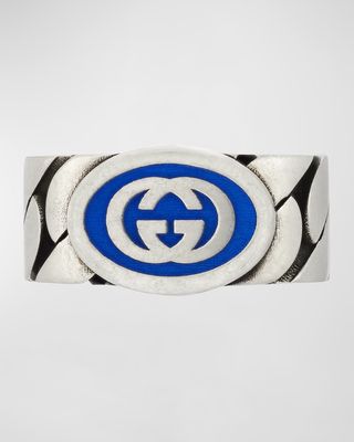 Men's Interlocking G Enamel Band Ring