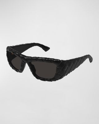 Men's Intreccio Acetate Rectangle Sunglasses