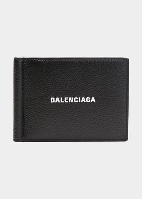 Men's Leather Logo Bifold Wallet w/ Bill Clip