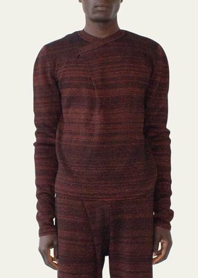 Men's Lurex Asymmetric V-Neck Sweater