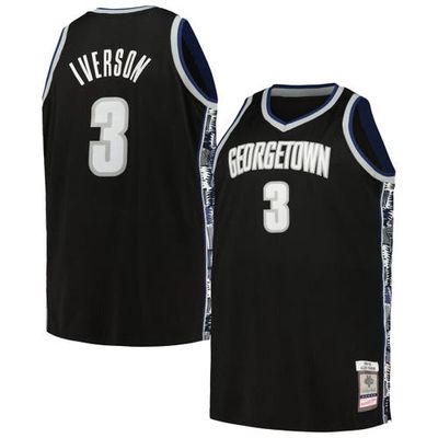 Men's Mitchell & Ness Allen Iverson Black Georgetown Hoyas Big & Tall Swingman Jersey