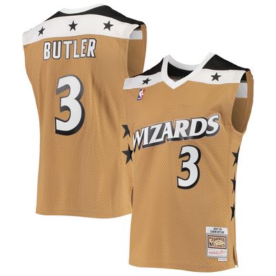 Men's Mitchell & Ness Caron Butler Gold Washington Wizards 2001/02 Hardwood Classics Swingman Jersey
