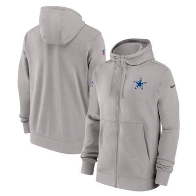 Men's Nike Gray Dallas Cowboys Sideline Club Performance Full-Zip Hoodie