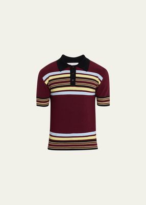 Men's Striped Pique Polo Shirt
