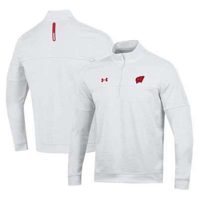 Men's Under Armour White Wisconsin Badgers Midlayer Half-Zip Jacket