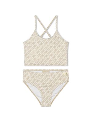 Michael Kors Kids logo-print bandeau bikini - Neutrals