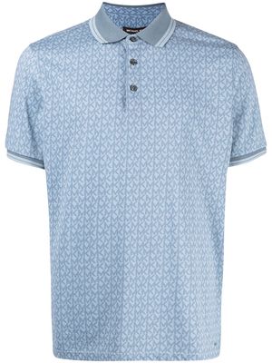 Michael Kors monogram-print short-sleeved polo shirt - Blue