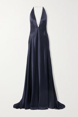 Michael Lo Sordo - Alexandra Open-back Silk-satin Gown - Blue