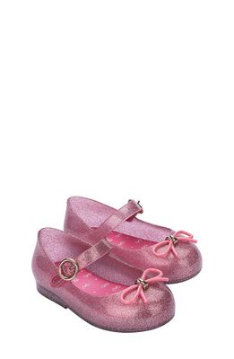 Mini Melissa Sweet Mary Jane Flat in Pink Glitter