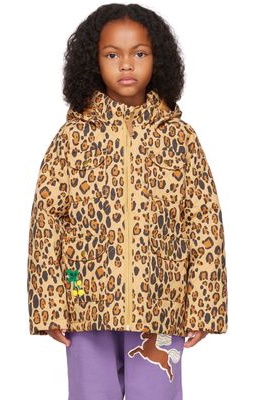 Mini Rodini Kids Brown Quilted Leopard Jacket