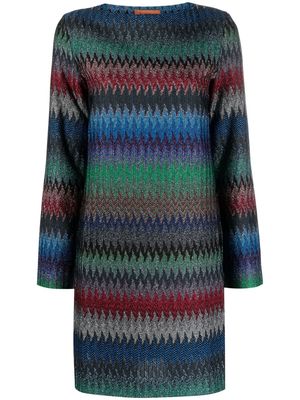 Missoni zigzag-pattern shift dress - Blue