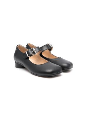 MM6 Maison Margiela Kids buckled leather ballerina shoes - Black