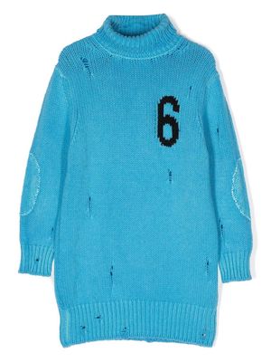 MM6 Maison Margiela Kids intarsia-knit logo dress - Blue