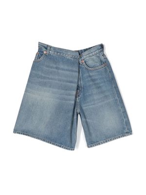 MM6 Maison Margiela Kids logo-patch denim short - M601 DENIM