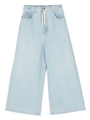 MM6 Maison Margiela Kids logo-patch wide-leg jeans - Blue