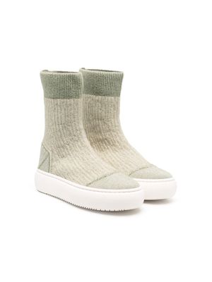 MM6 Maison Margiela Kids ribbed sock-style sneakers - Green