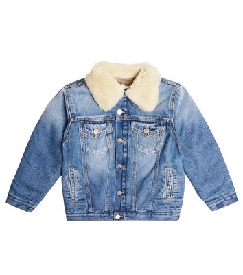 MM6 Maison Margiela Kids Shearling-trimmed denim jacket
