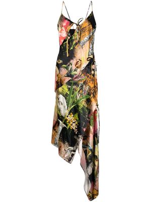 Monse graphic-print asymmetric slip dress - Green