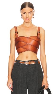 Monse Leather Belt Bustier in Brown
