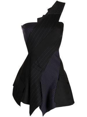 Monse one-shoulder pinstripe asymmetric dress - Black