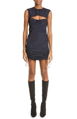 MONSE Techno Ruched Cutout Minidress in Midnight