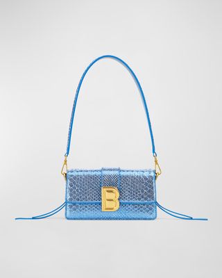 Nia Metallic Snake-Embossed Shoulder Bag