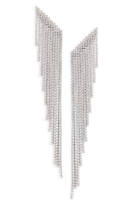 Nordstrom Cubic Zirconia Fringe Shoulder Duster Drop Earrings in Clear- Silver
