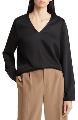 Nordstrom Long Sleeve Twill Top in Black