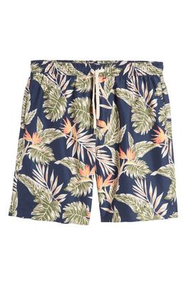 Nordstrom Recycled Fiber Swim Trunks in Navy Blazer Dark Tropical