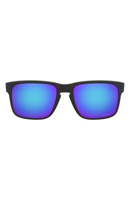 Oakley 56mm Mirrored Prizm Polarized Keyhole Sunglasses in Rubber Black
