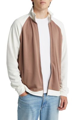Open Edit Colorblock Raglan Track Jacket in Tan Thread