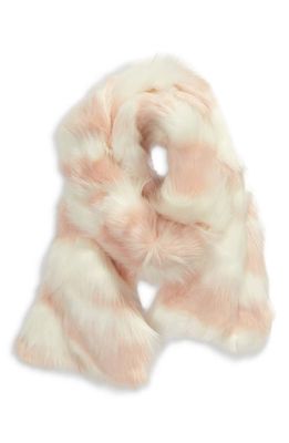 Open Edit Faux Fur Scarf in Pink Peach Combo