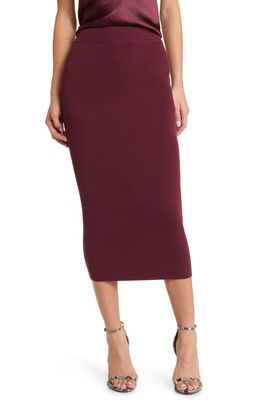 Open Edit Knit Midi Skirt in Burgundy London