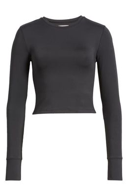 Open Edit Long Sleeve Crop T-Shirt in Black