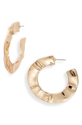 Open Edit Molten Flat Hoop Earrings in Gold