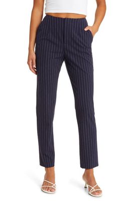 Open Edit Pinstripe High Waist Slim Pants in Navy Mimi Pinstripe